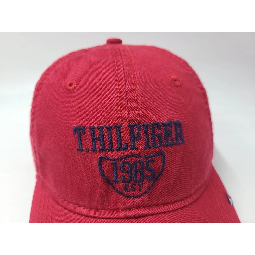 Tommy Hilfiger Est 1985 Strapback Adjustable (Fits Small) Hat Cap Cotton Dad Red